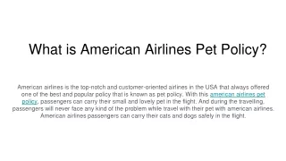 What is American Airlines Pet Policy?