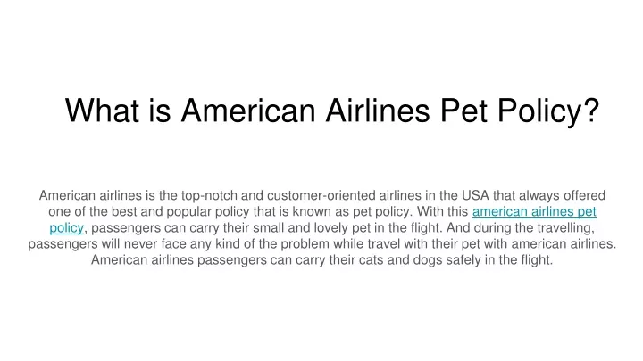 what is american airlines pet policy