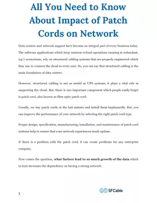 all you need to know about impact of patch cords