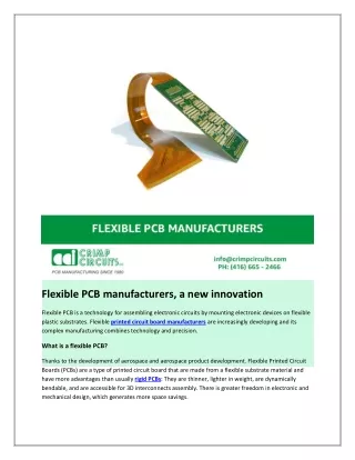 Flexible PCB manufacturers, a new innovation