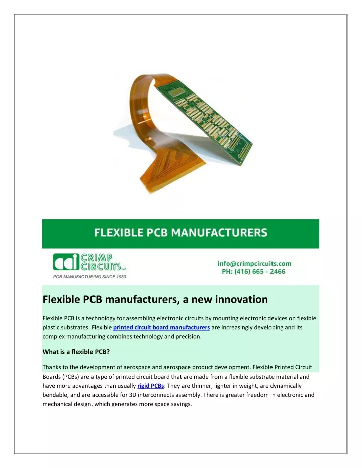 flexible pcb manufacturers a new innovation