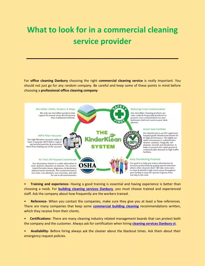 what to look for in a commercial cleaning service