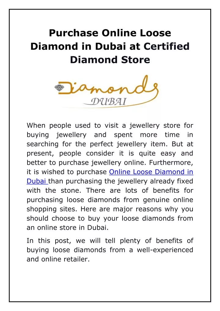 purchase online loose diamond in dubai