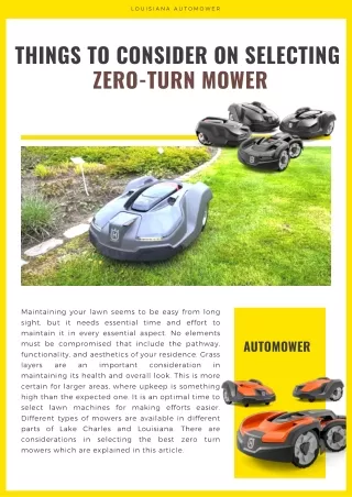 Things to Consider on Selecting Zero-Turn Mower