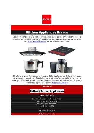 Kitchen Appliances Brands