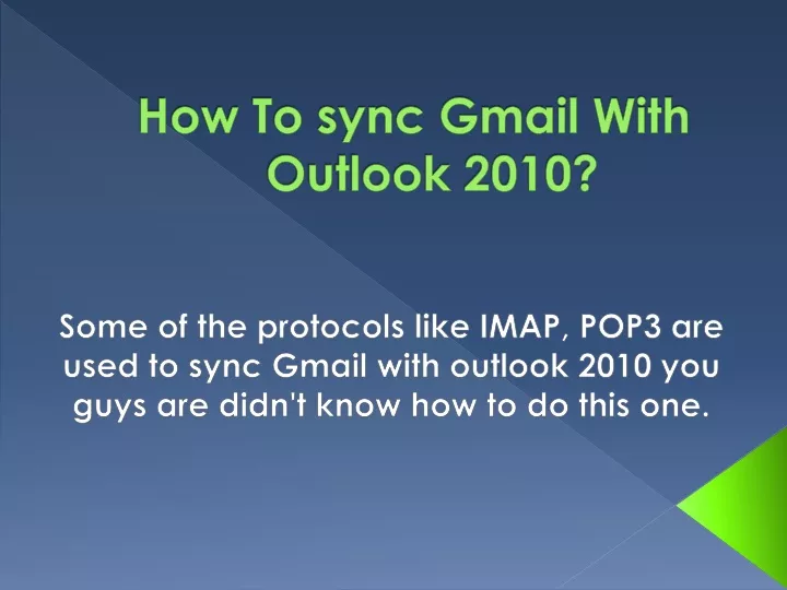 how to sync gmail with outlook 2010