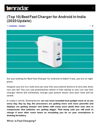 Best Fast Charger for Android in India (2020 Update)