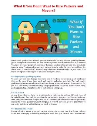 what if you don t want to hire packers and movers