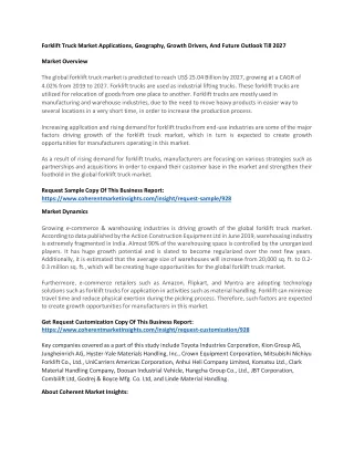 forklift truck market applications geography