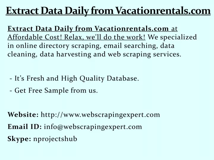 extract data daily from vacationrentals com