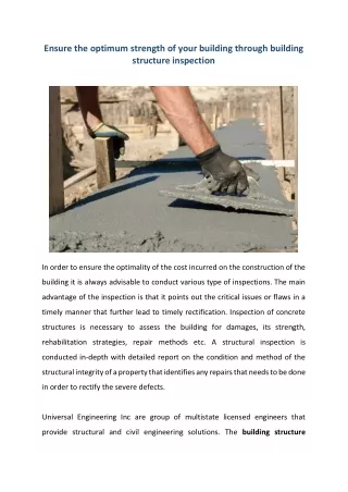 ensure the optimum strength of your building