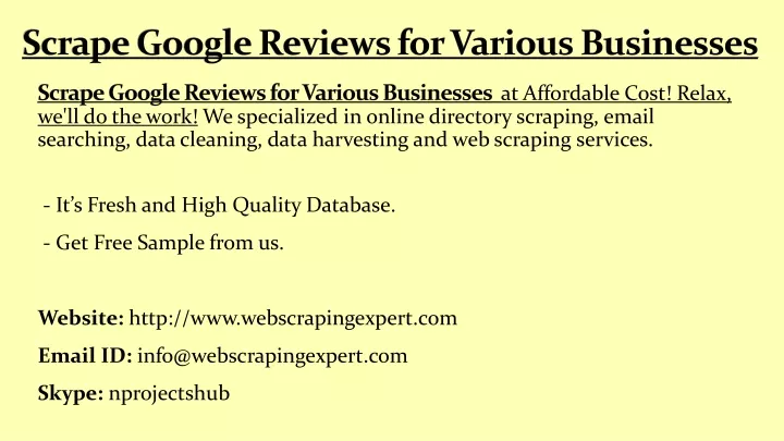 scrape google reviews for various businesses