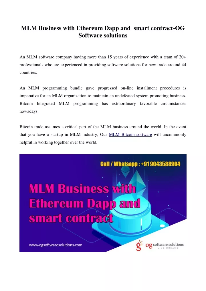 mlm business with ethereum dapp and smart