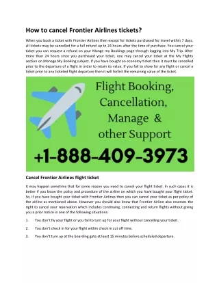 How to cancel Frontier Airlines tickets?