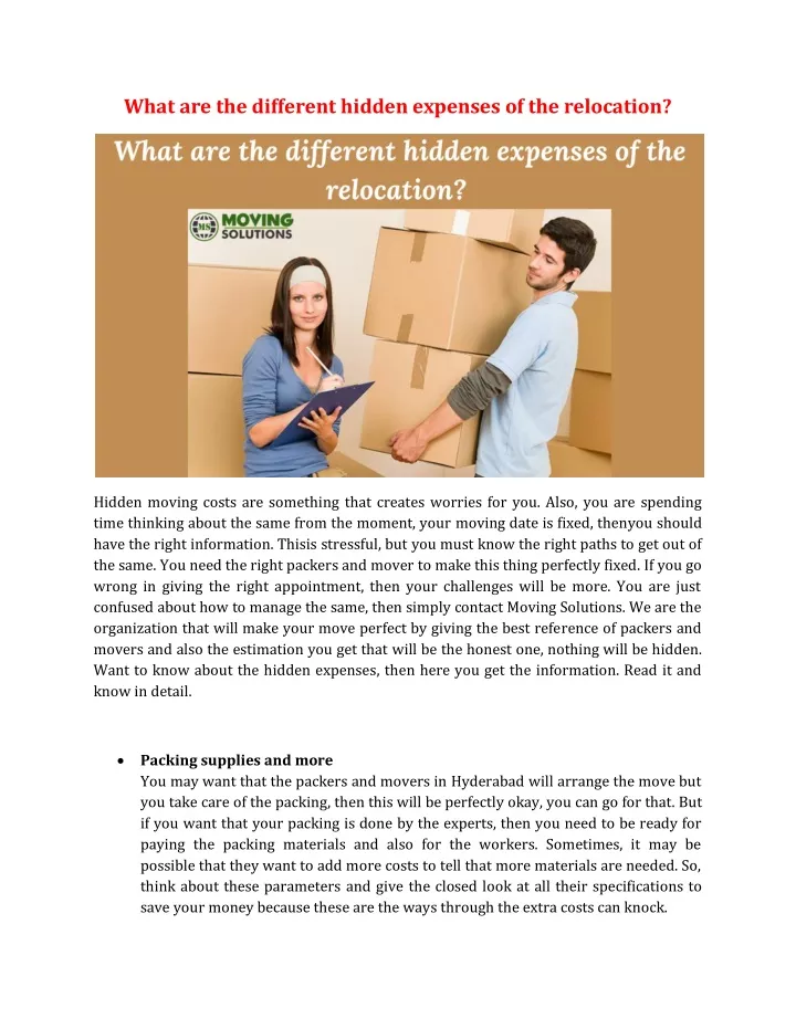 what are the different hidden expenses