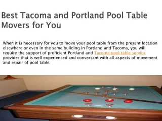 Best Tacoma and Portland Pool Table Movers for You