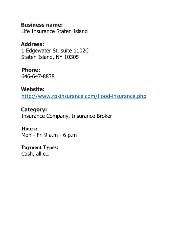 business name life insurance staten island