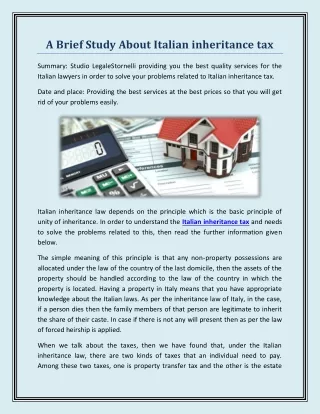 a brief study about italian inheritance tax