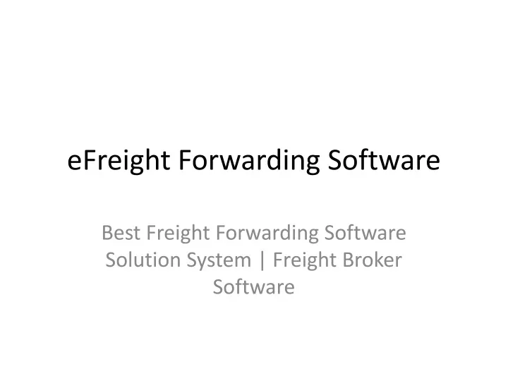 efreight forwarding software