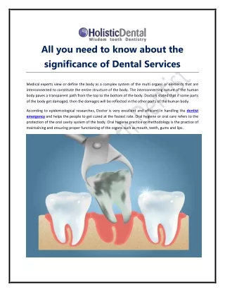 All you need to know about the significance of Dental Services
