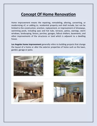 Concept Of Home Renovation