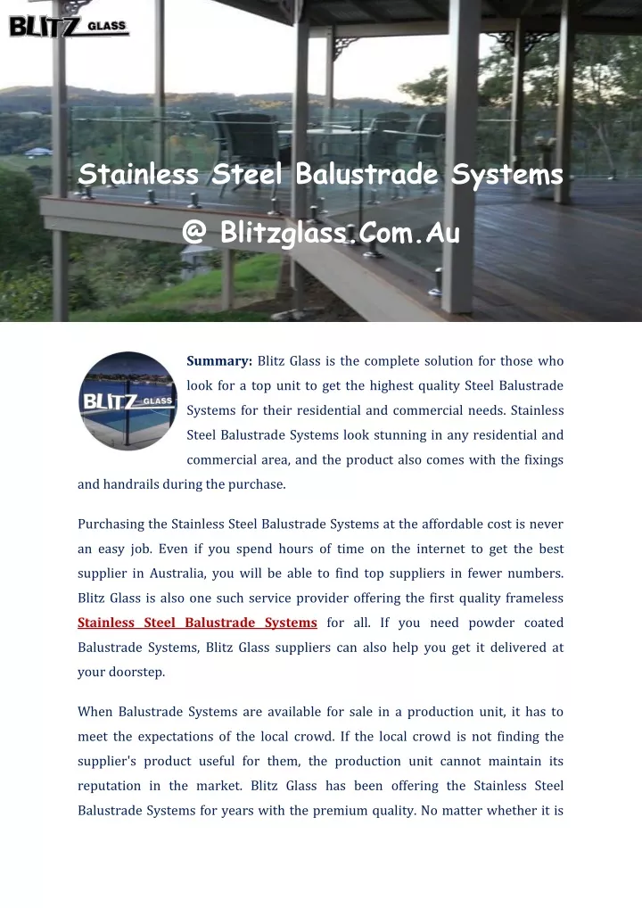 stainless steel balustrade systems