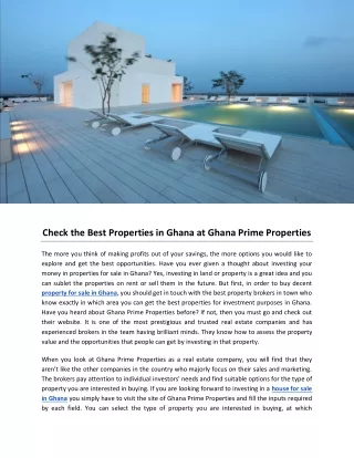 Check the Best Properties in Ghana at Ghana Prime Properties