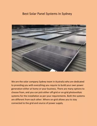 Best Solar Panel Systems In Sydney
