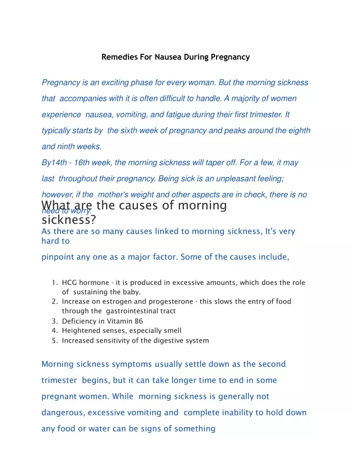 remedies for nausea during pregnancy pregnancy