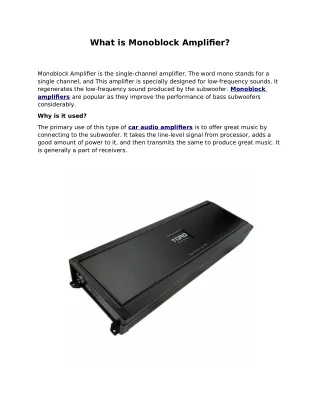 what is monoblock amplifier