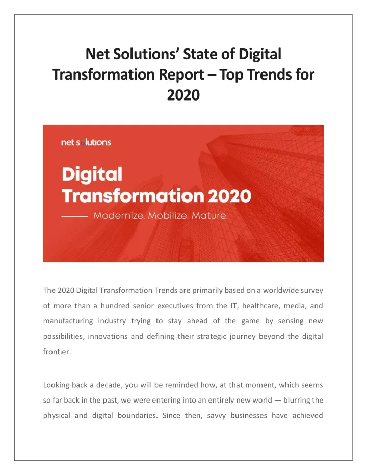 net solutions state of digital transformation