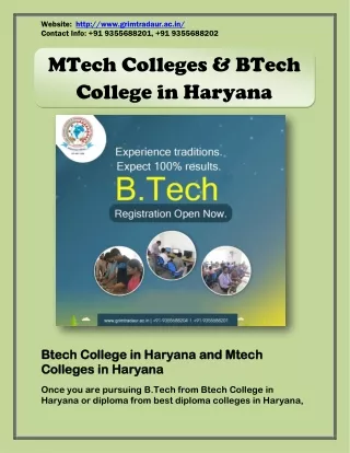 MTech Colleges & BTech College in Haryana