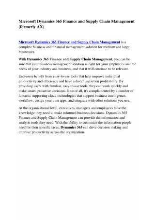microsoft dynamics 365 finance and supply chain