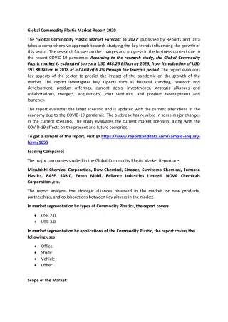 global commodity plastic market report 2020