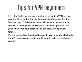 Tips for VPN beginners