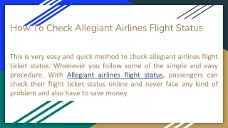 How To Check Allegiant Airlines Flight Status