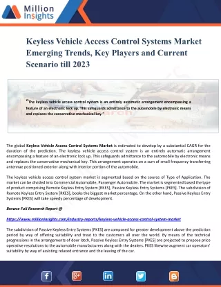 keyless vehicle access control systems market