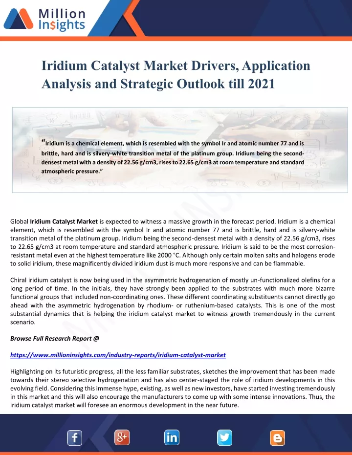 iridium catalyst market drivers application