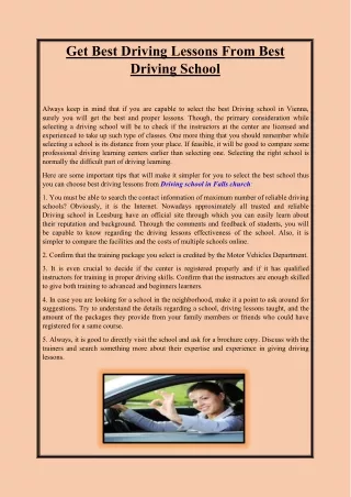 get best driving lessons from best driving school