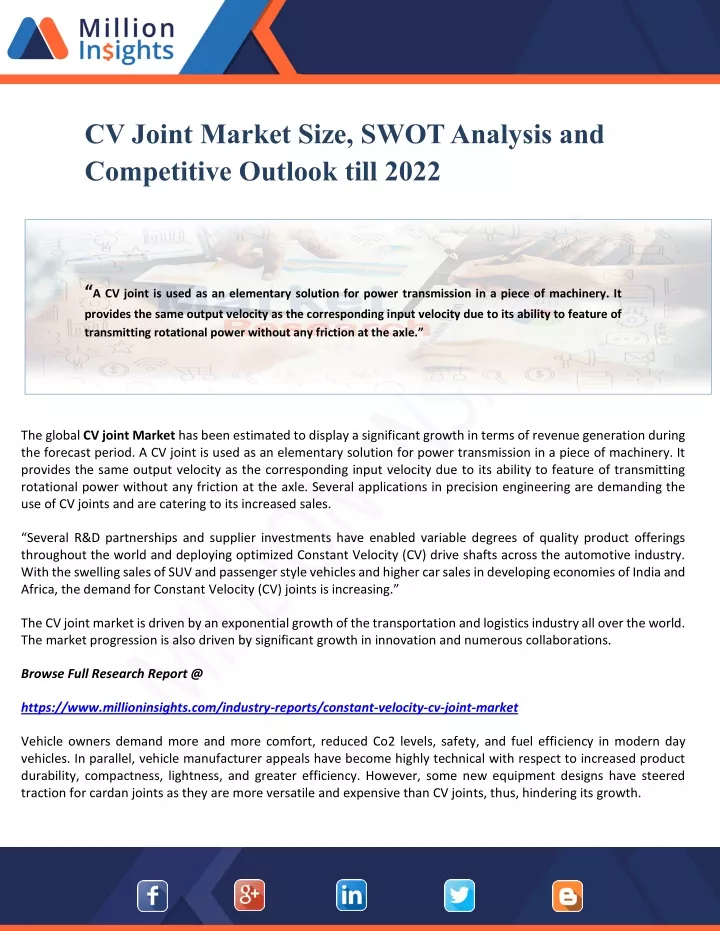 cv joint market size swot analysis