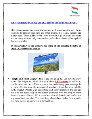 why you should choose the led screen for your