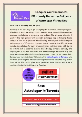 Conquer Your Hindrances Effortlessly Under the Guidance of Astrologer Vishnu Dev