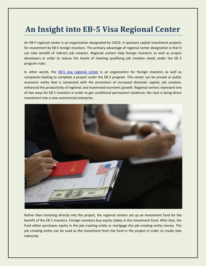 an insight into eb 5 visa regional center