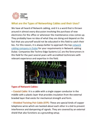 what are the types of networking cables and their