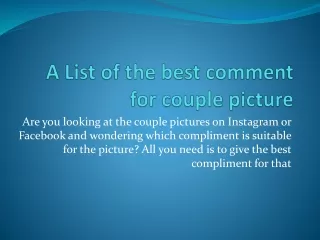 a list of the best comment for couple picture