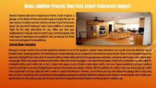 Home Addition Projects That Need Expert Contractors Support