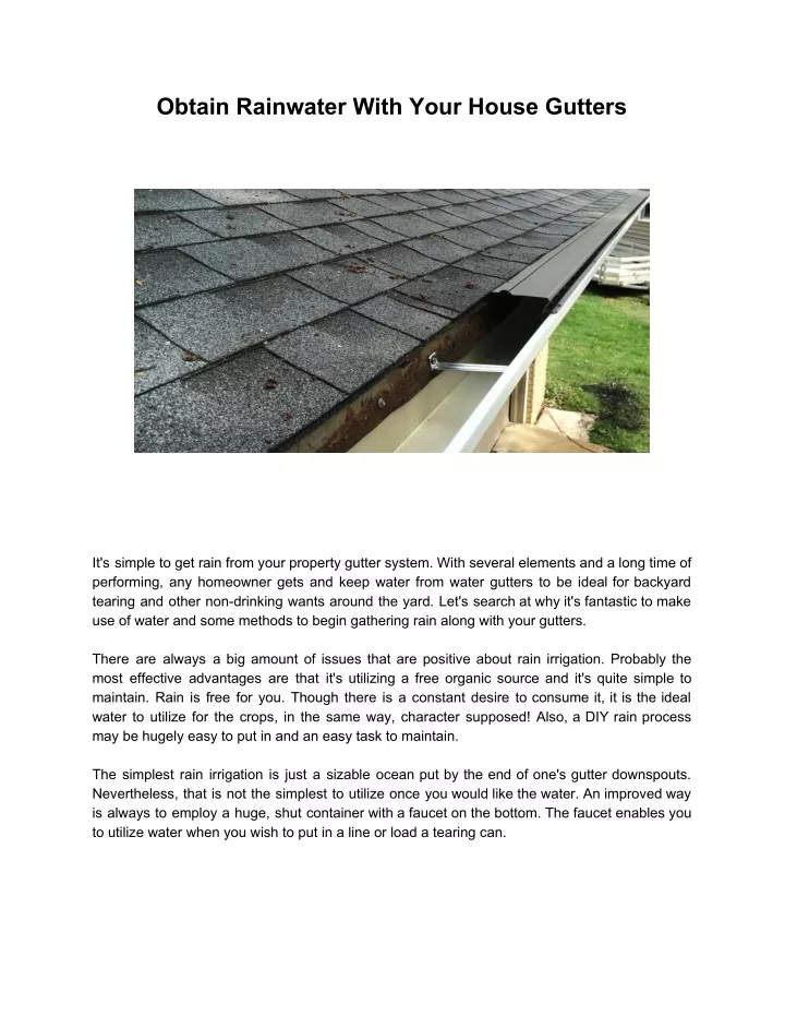 obtain rainwater with your house gutters