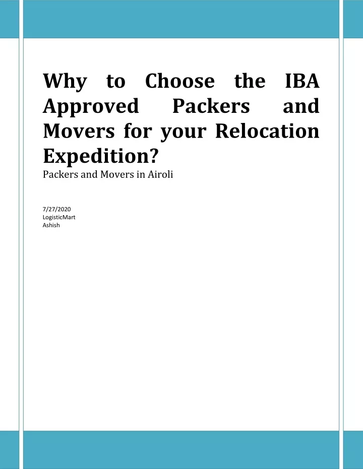 why to choose the iba approved packers movers