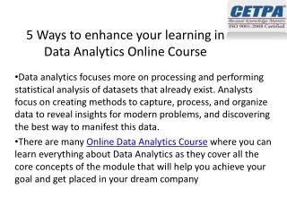 5 Ways to enhance your learning in Data Analytics Online Course
