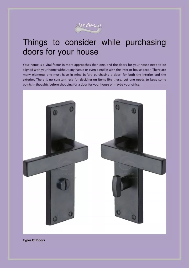 things to consider while purchasing doors